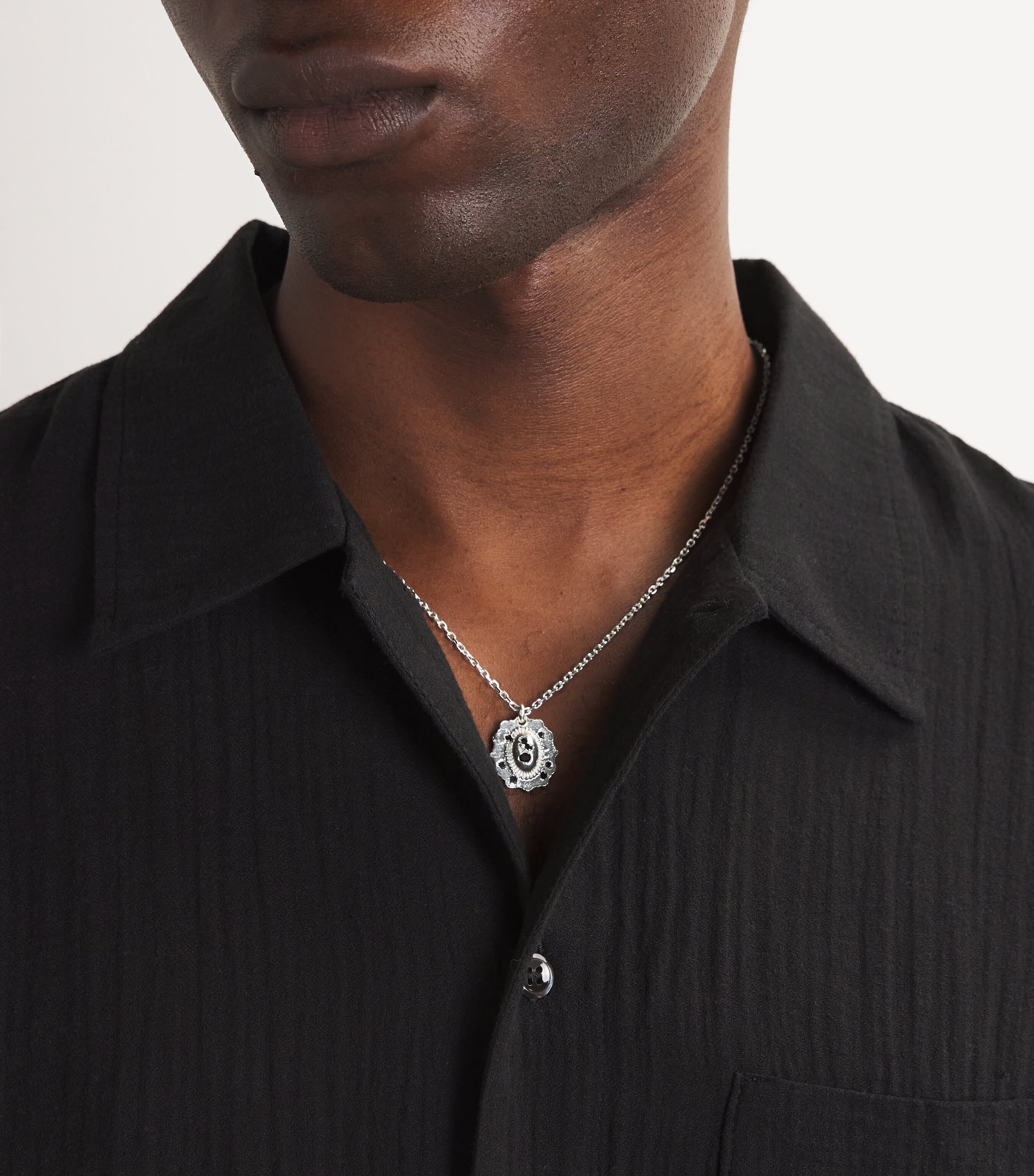Sapphire-Embedded Medallion Necklace
