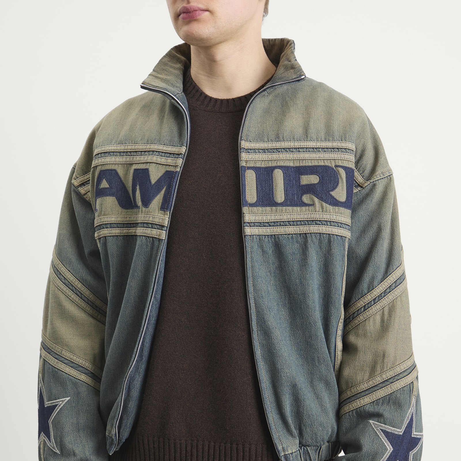 Men's Sport Denim Track Jacket in Worn Slate