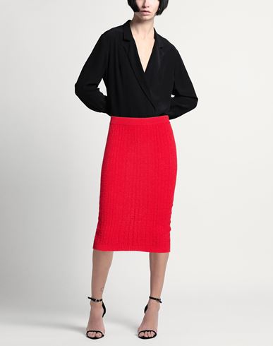 Woman Midi skirt Red Size 6 Cotton, Polyamide, Elastane