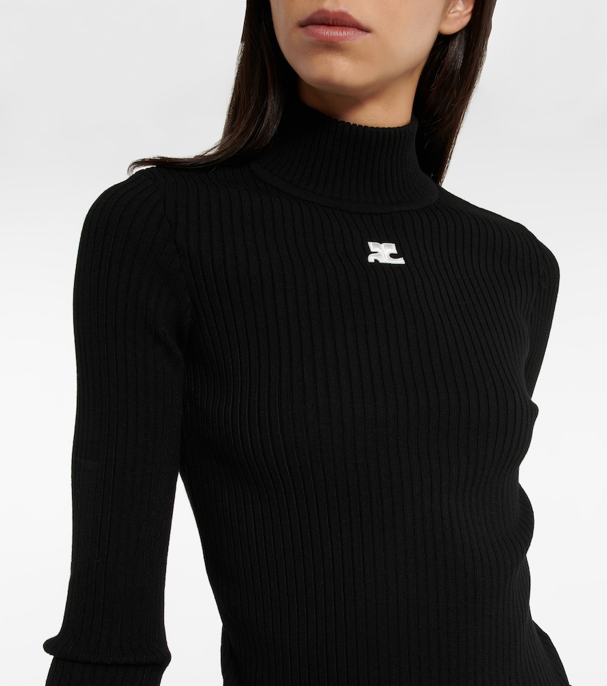 Ribbed-knit mockneck sweater