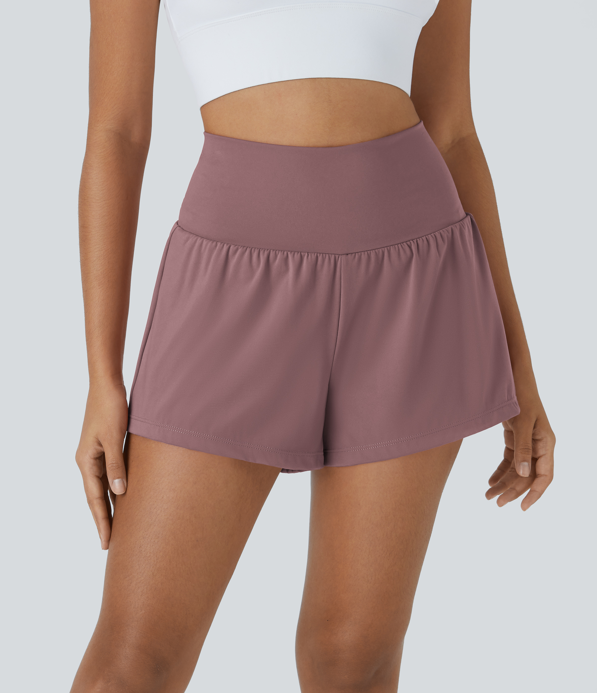 SoftlyZero™ Airy Super High Waisted Cool Touch Yoga Shorts with Pockets Gym Short - Deep Tea Brown