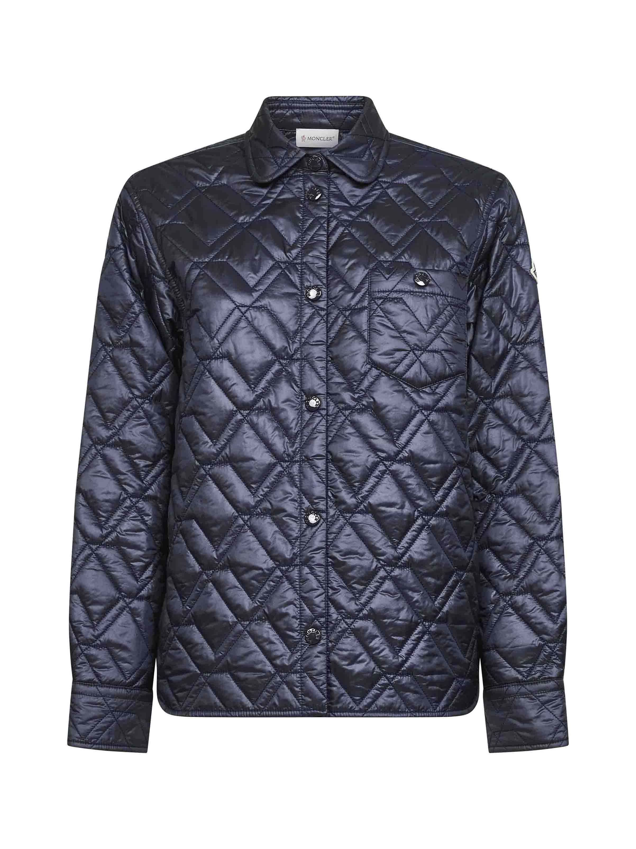 Diamond-Quilted Padded Jacket — Blue