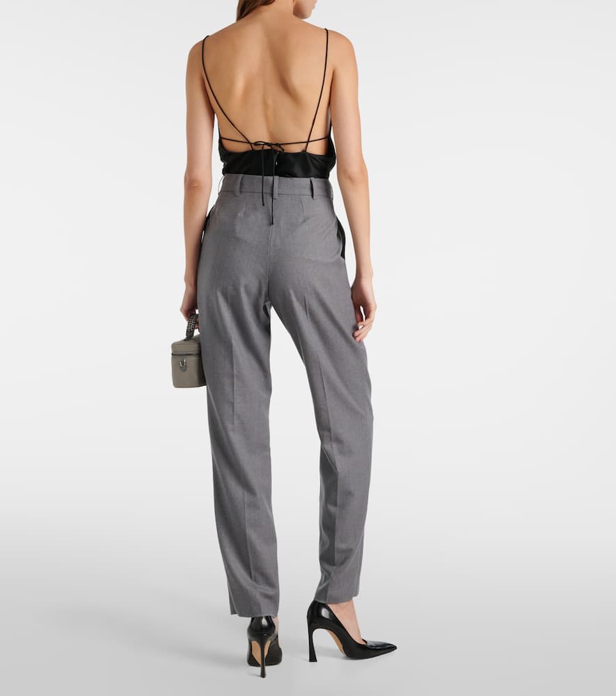 Wool flannel straight pants