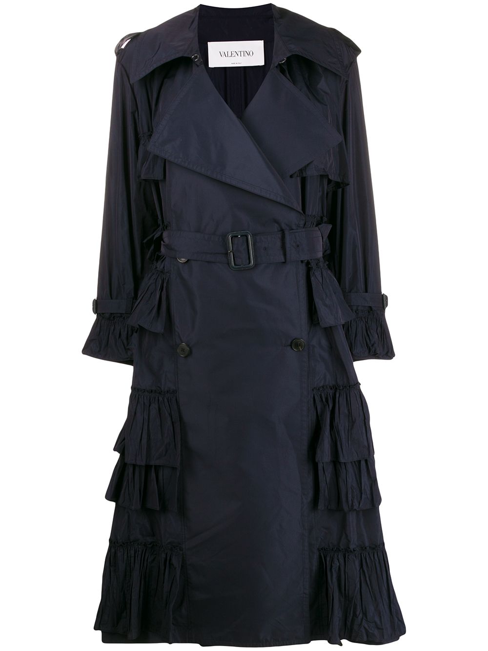 Double-breasted tiered trench coat - Blue
