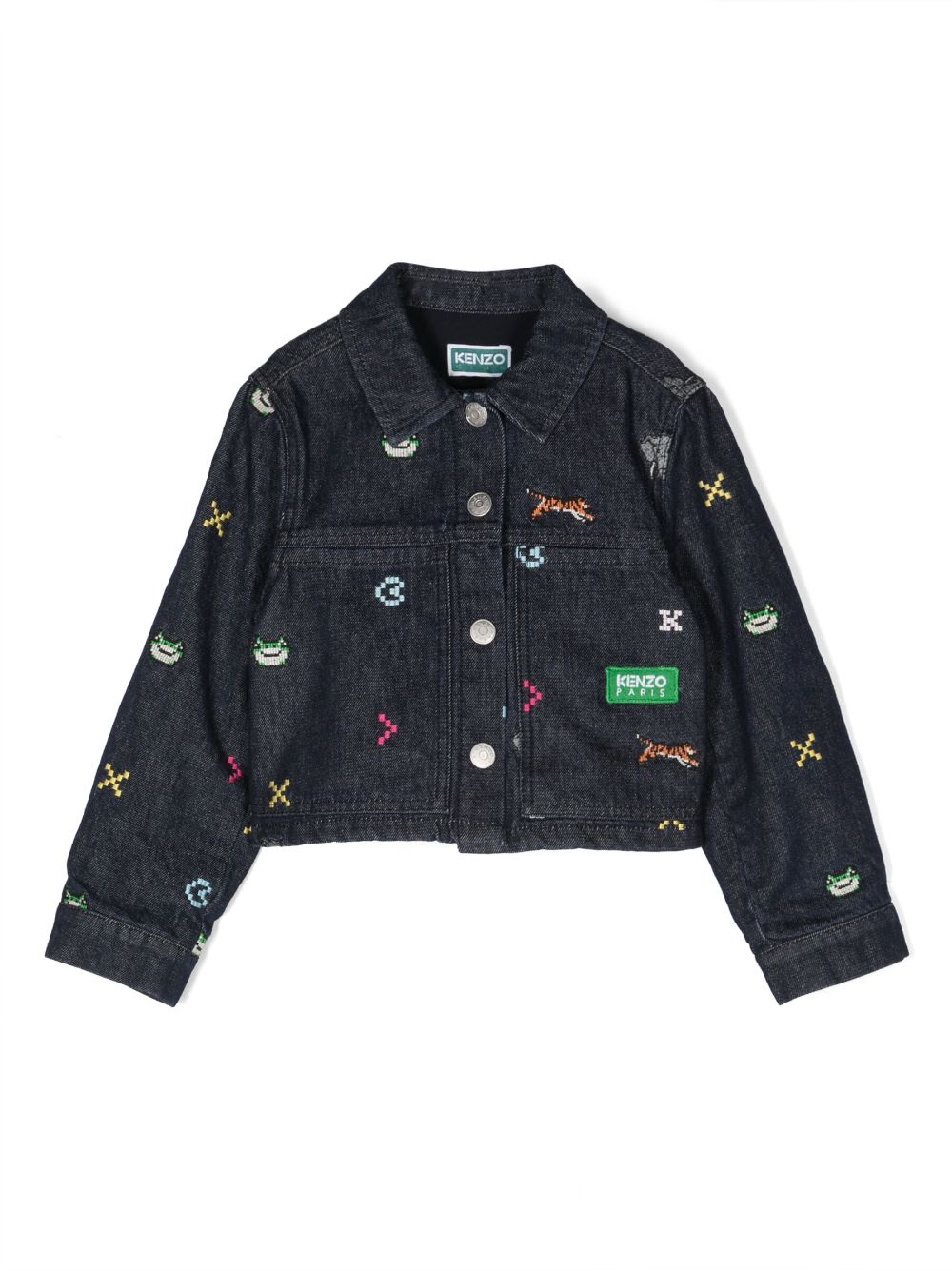 Embroidered cotton denim jacket - Blue
