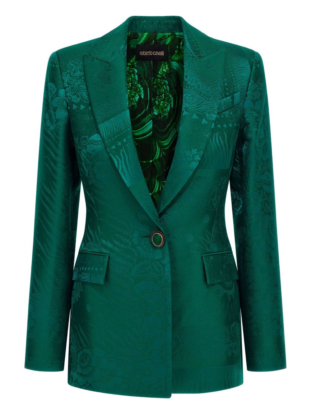 Roberto Cavalli patterned-jacquard blazer - Green