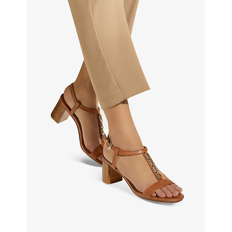 Womens Tan-leather Just Regular-fit Chain Leather Sandals