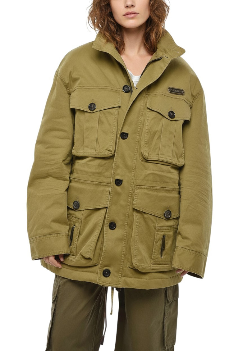 Green Mock Collar Jacket