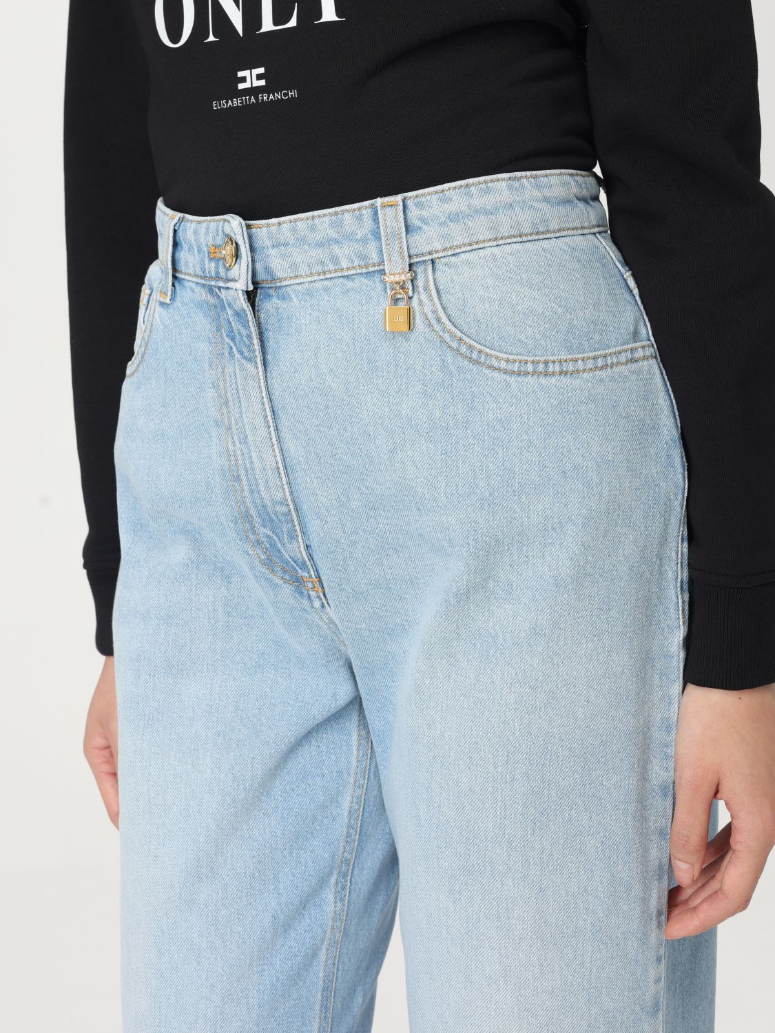 Pants ELISABETTA FRANCHI Woman color Gnawed Blue
