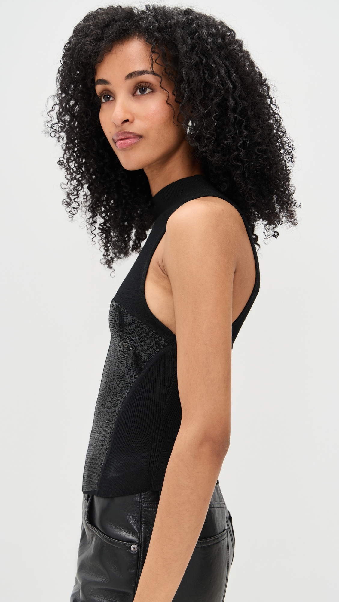 Sequin Knit Top Black