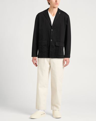 Man Jacket Black Size L Cotton, Elastane