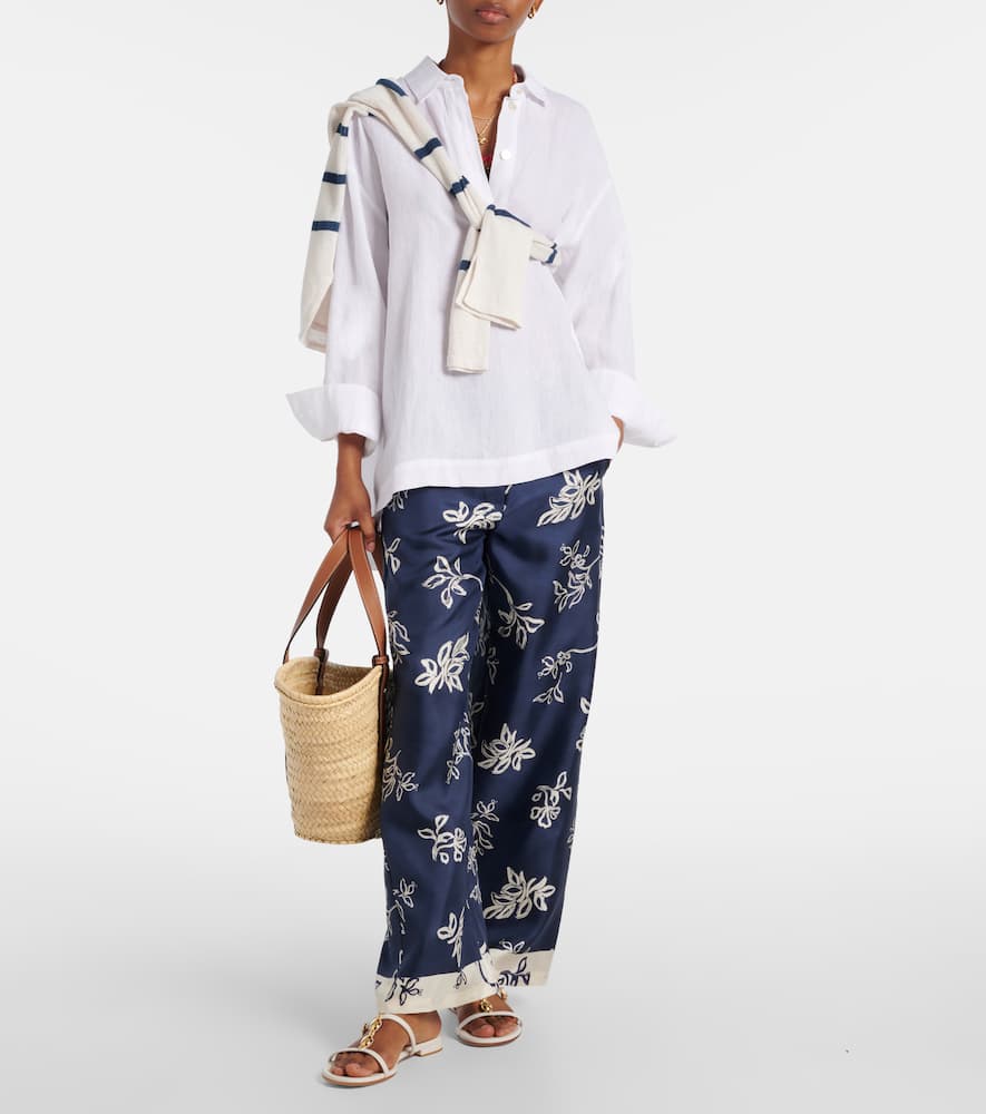 Cinzia high-rise silk wide-leg pants