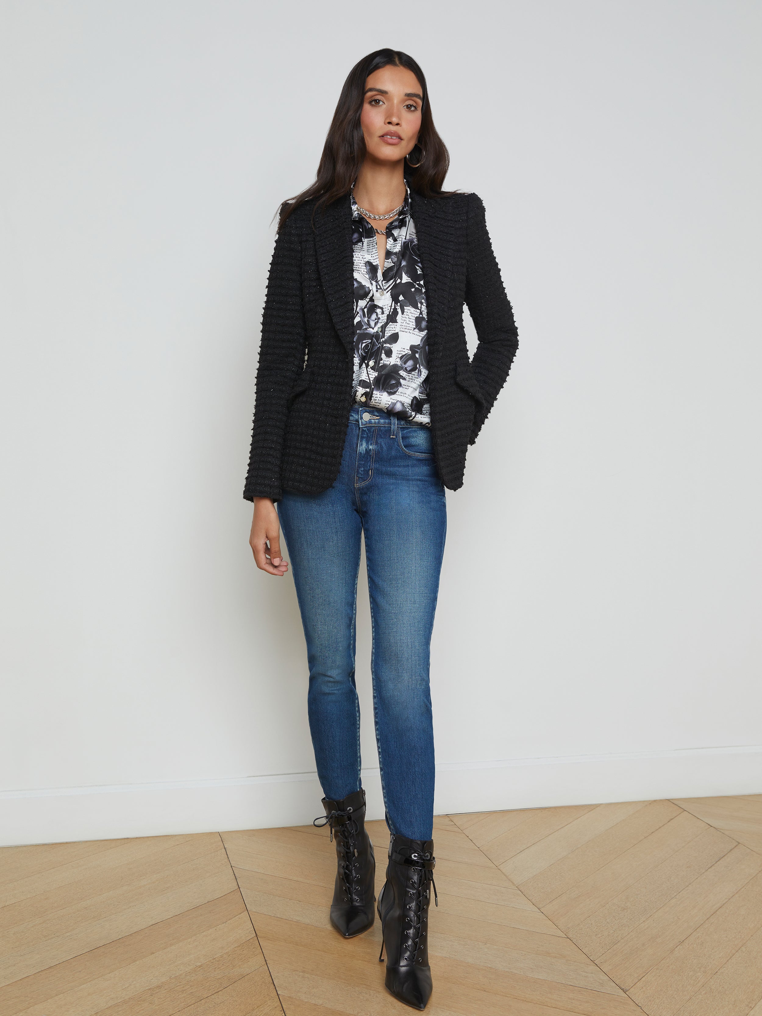 Chamberlain Tweed Blazer In Black