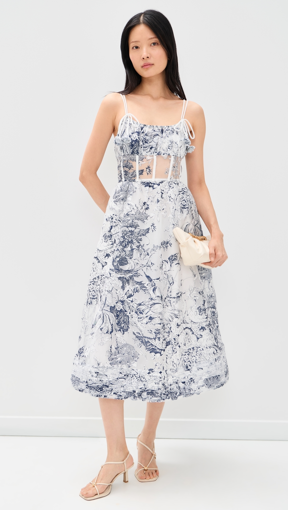 Cyrus Midi Dress White Navy