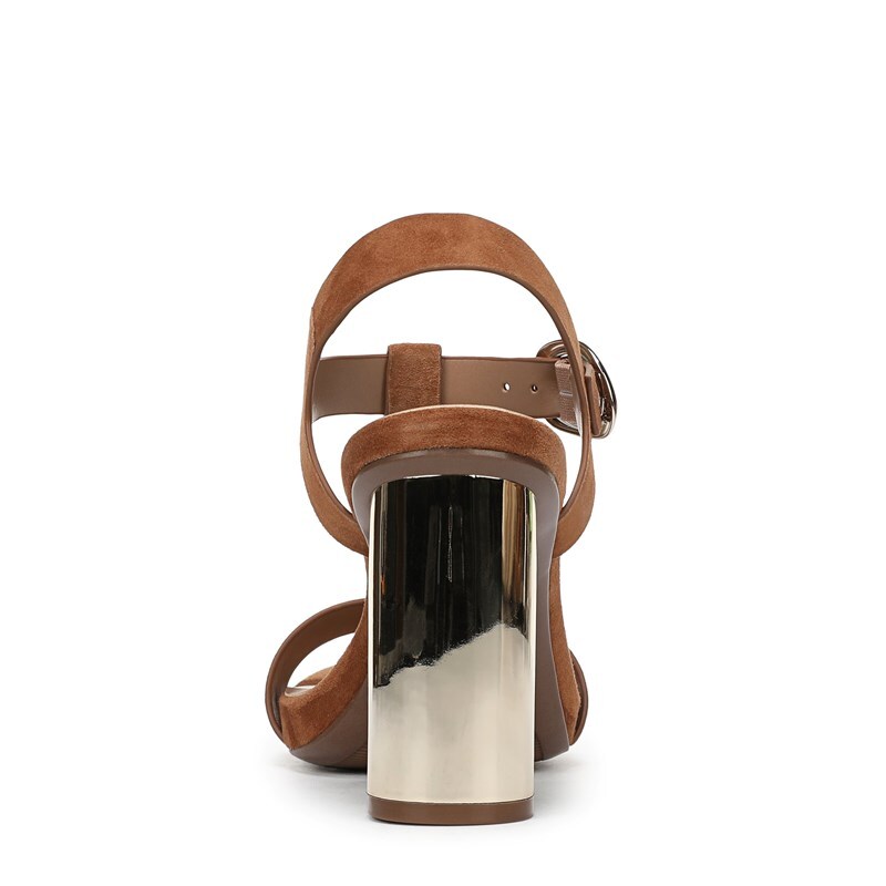 Jordis Dress Sandals, Walnut Brown Suede Leather