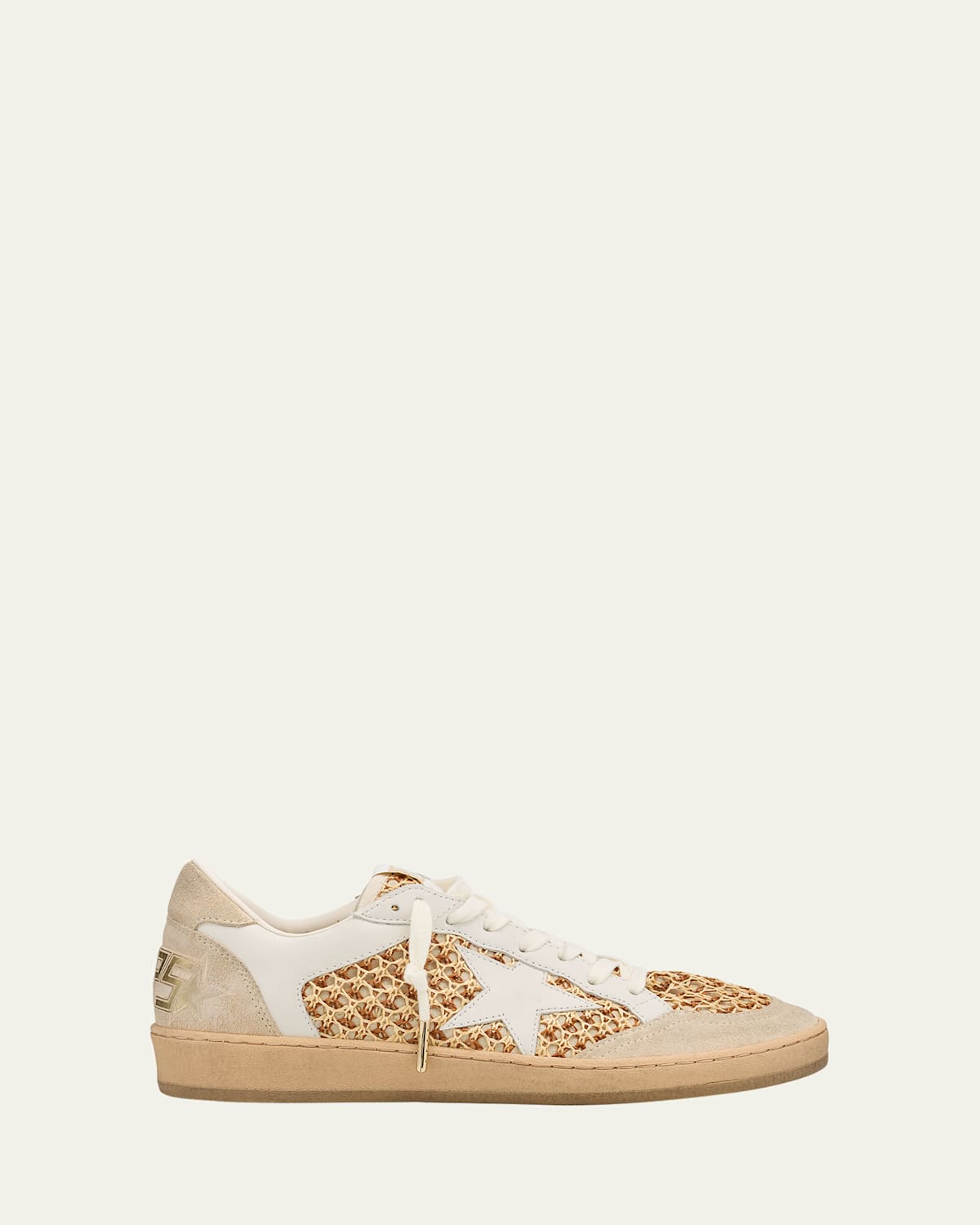 Ballstar Raffia Net Leather Low-Top Sneakers