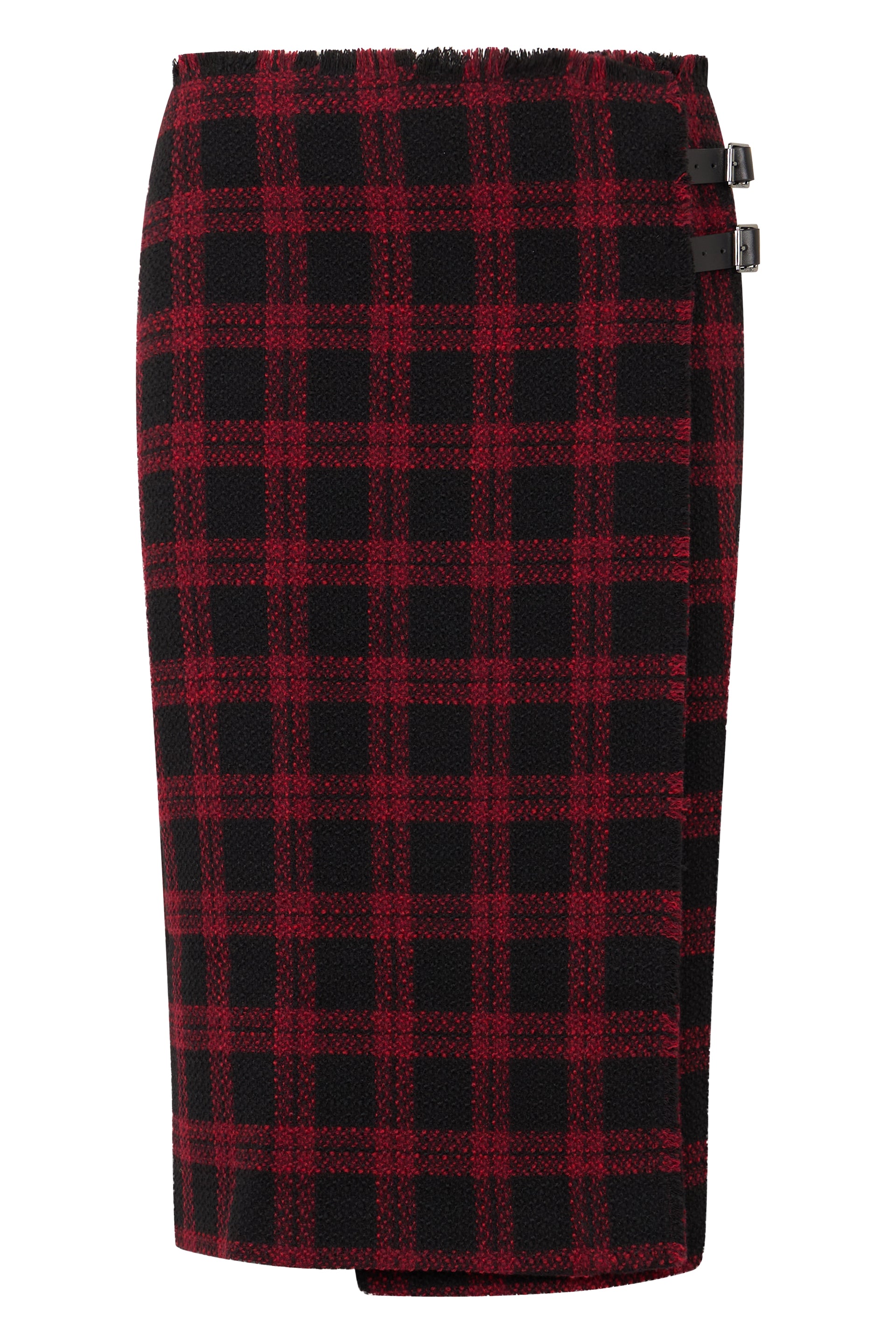 Checkered Plaid Midi Skirt with Side Zip