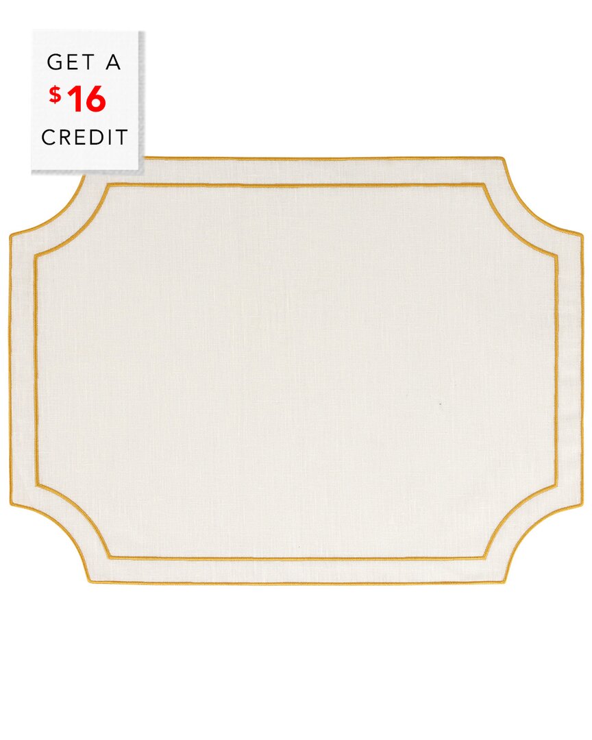 Tessuti White Rectangular Placemats With Gold Stitching With $16 Credit
