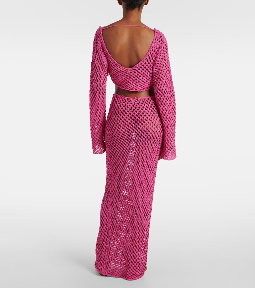 Magen crochet cotton-blend maxi skirt