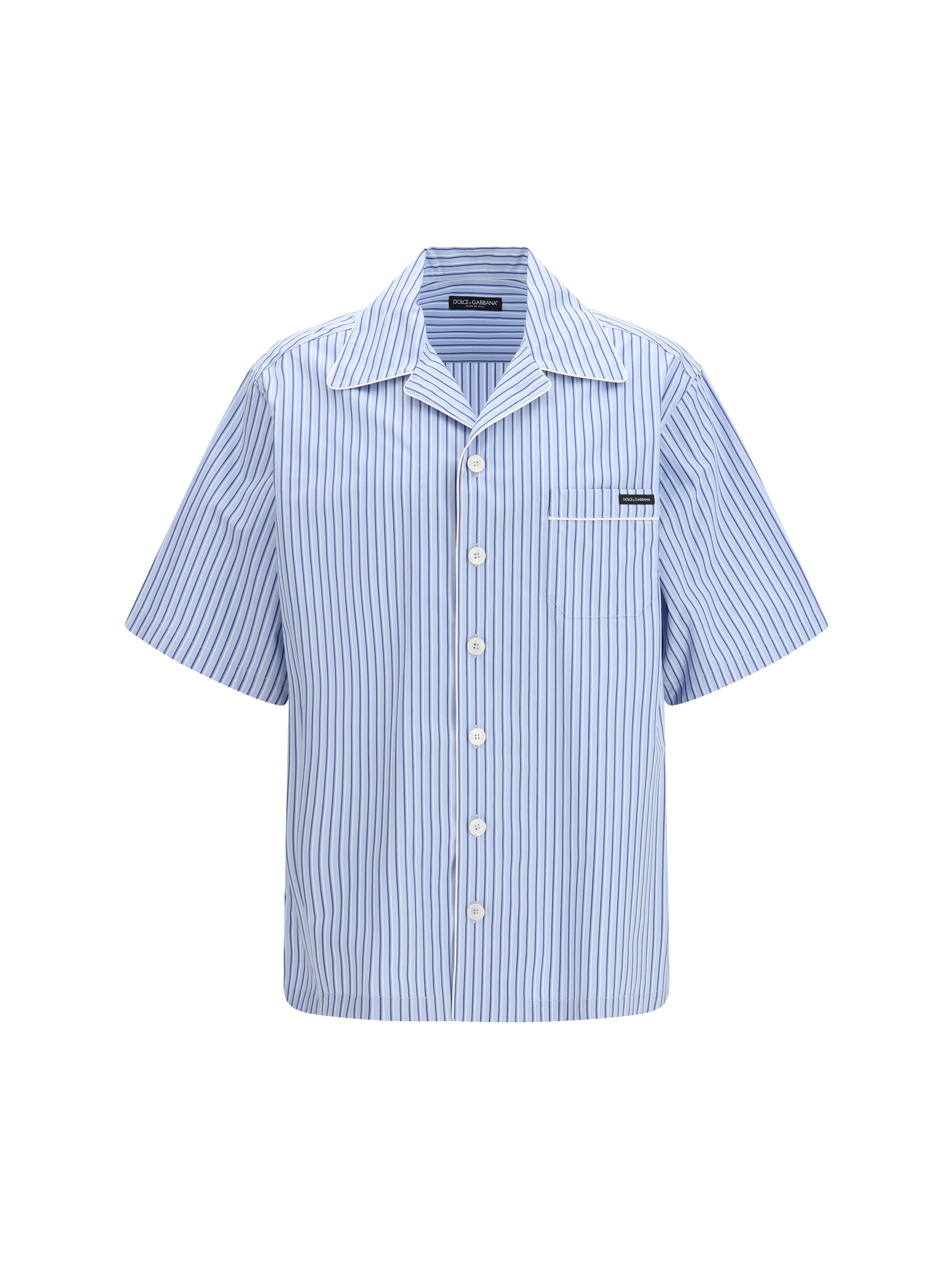 Striped Poplin Shirt — Blue