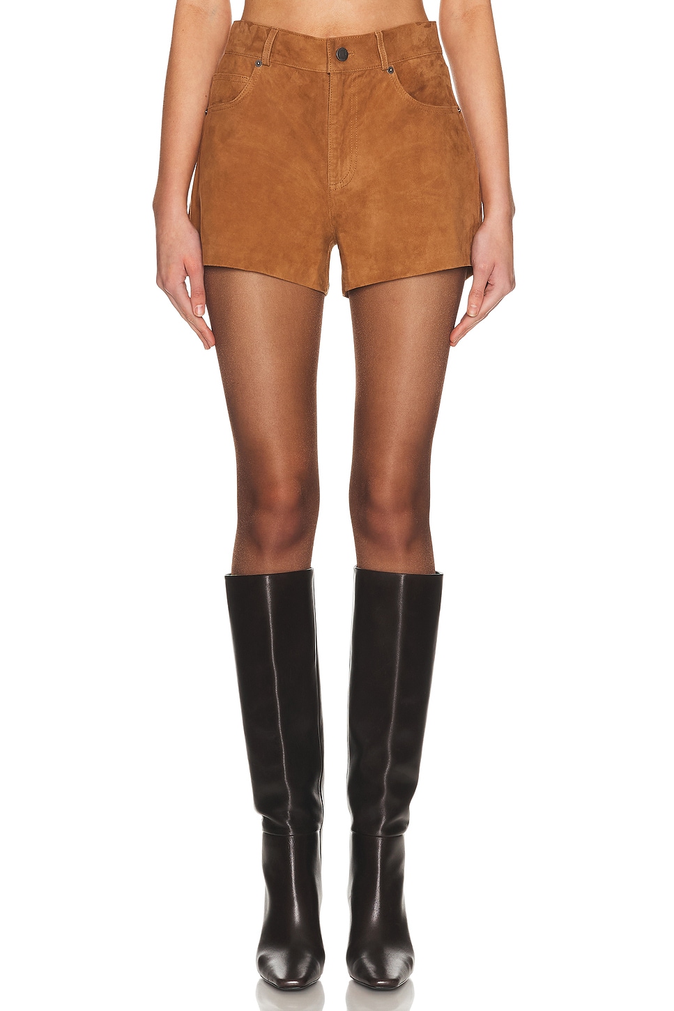 Haikure Brit Suede Short in Chocolate - Tan. 23 also , 25, 27, 28