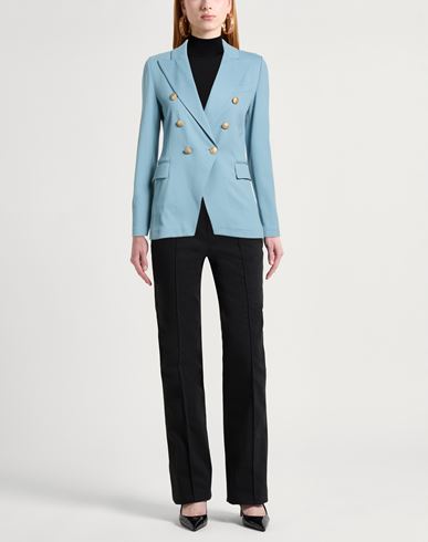 Woman Blazer Light blue Size 4 Cotton, Elastane