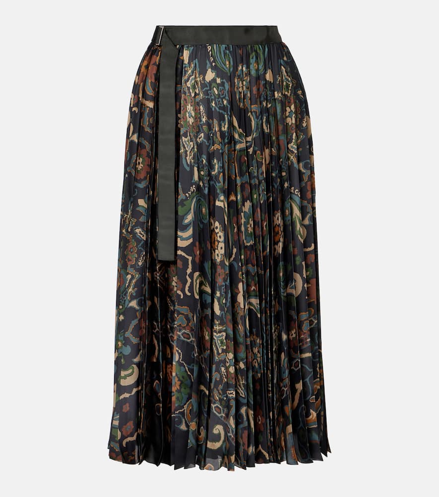 Floral pleated midi skirt