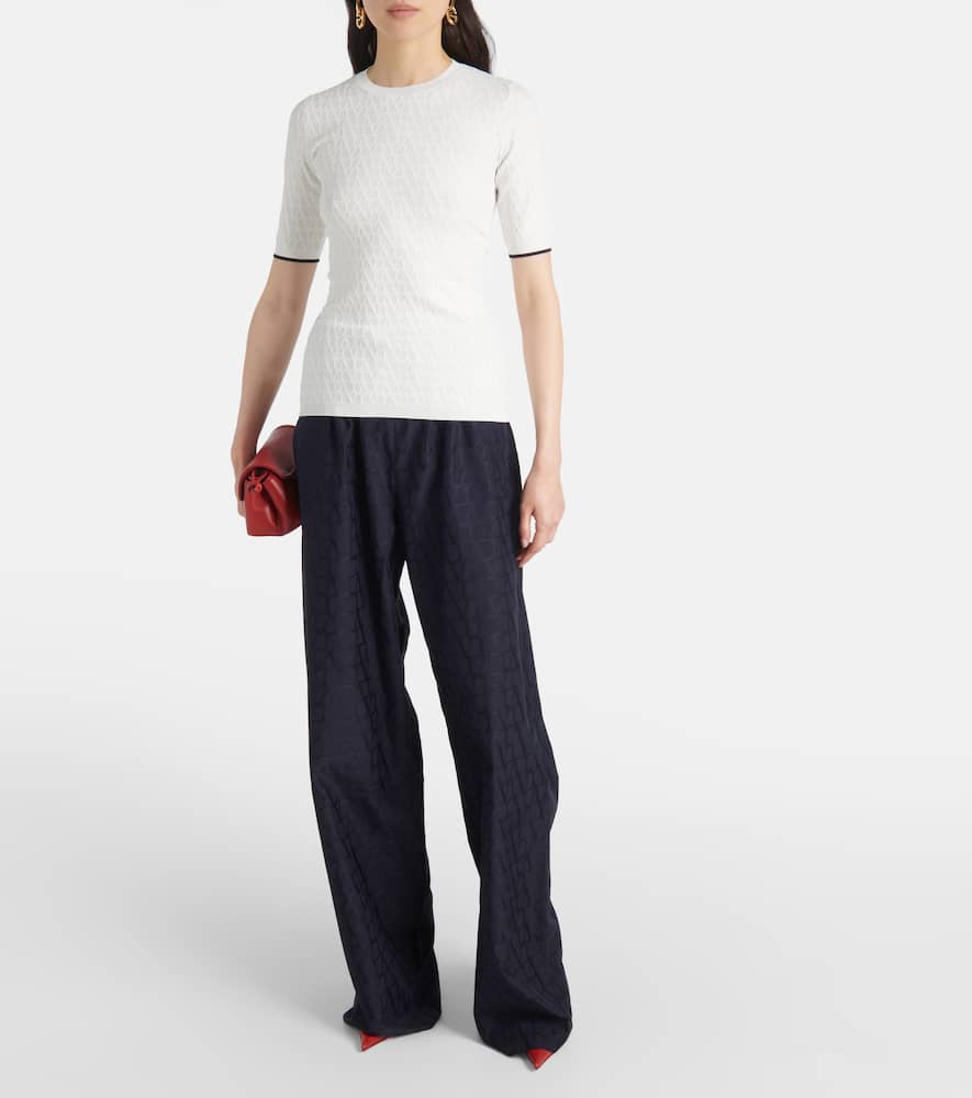 Cotton poplin wide-leg pants