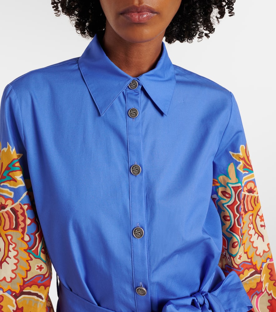 Belted paisley cotton maxi dress