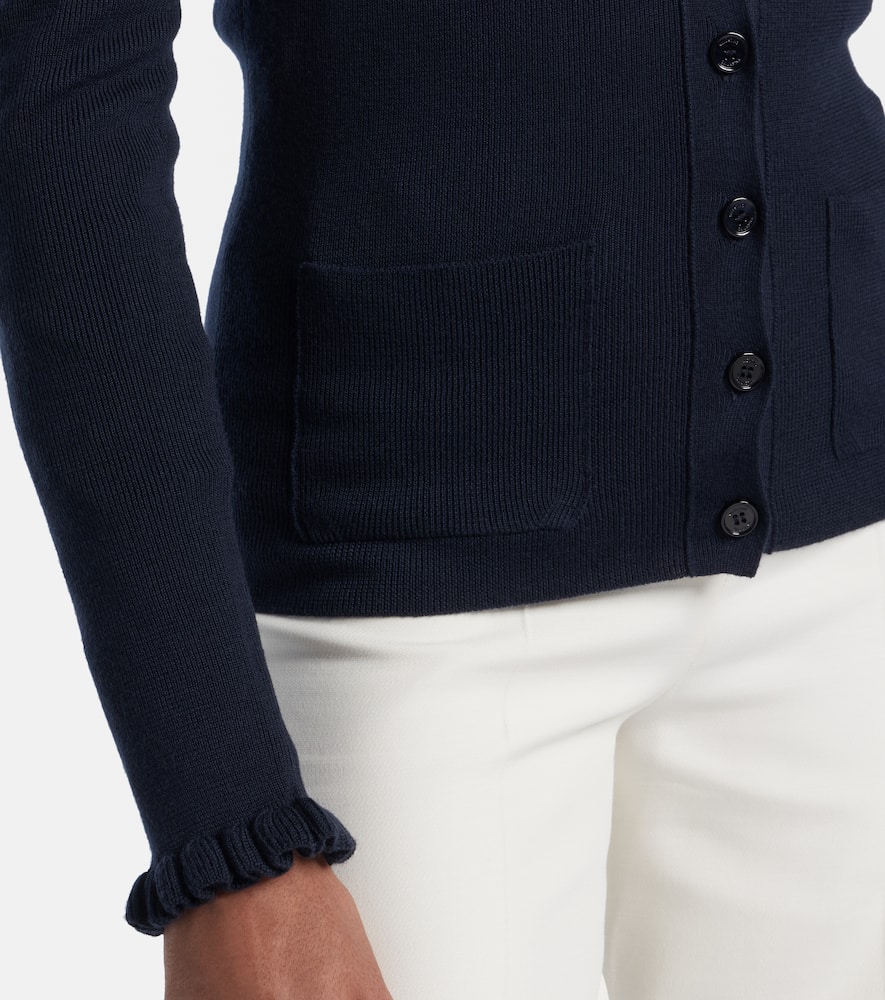Ruffled virgin wool cardigan