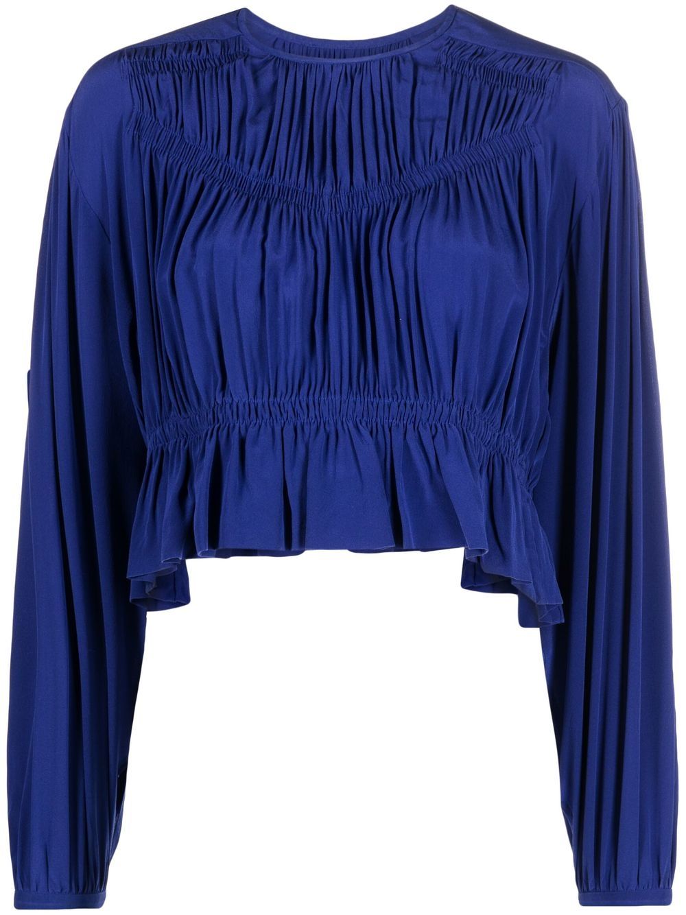 Pleated silk top - Blue