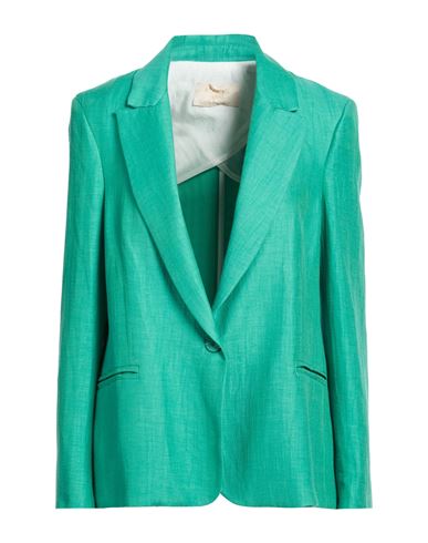 Woman Blazer Green Size 10 Viscose, Linen, Polyester, Polyamide