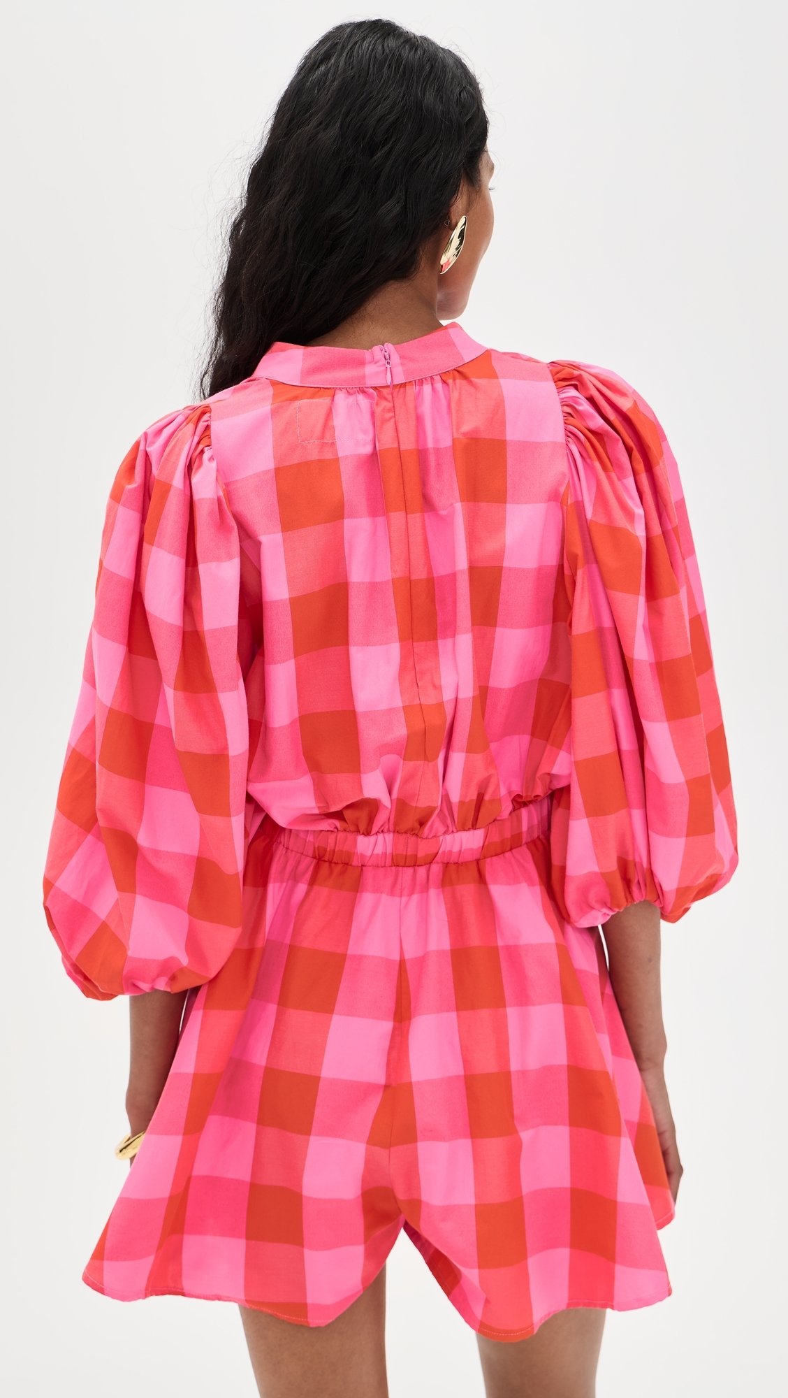 Inacia Romper Big Gingham Red And Pink L