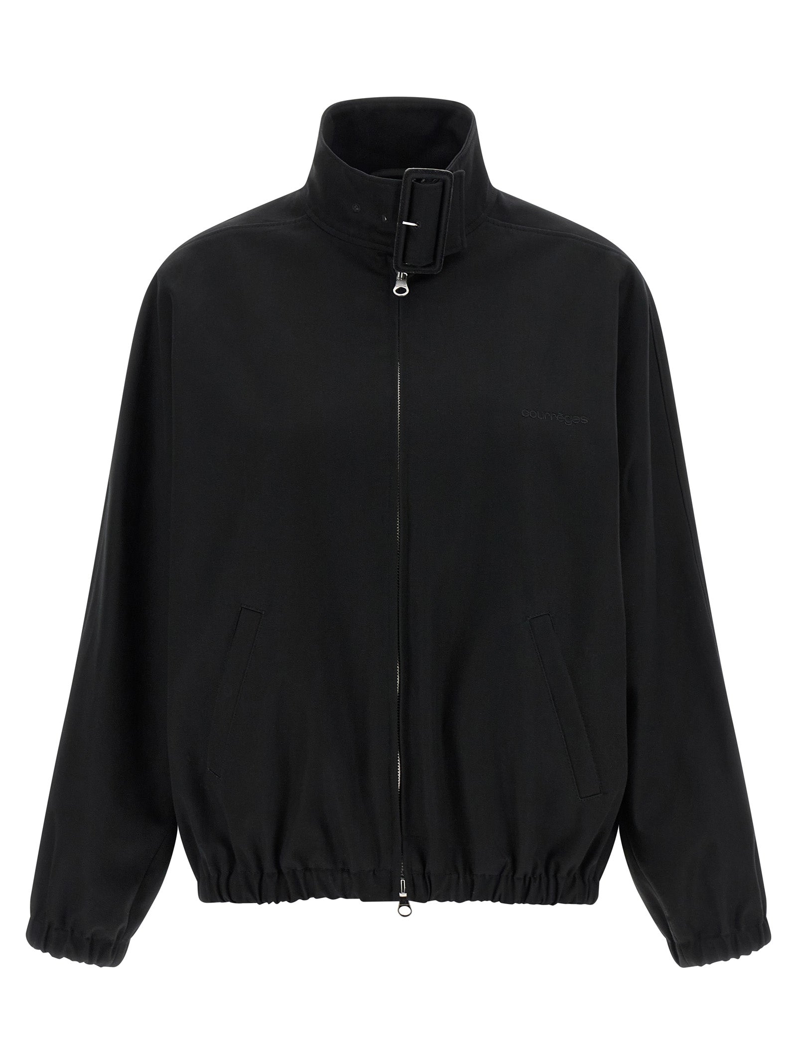 Cotton Buckle-Collar Bomber Jacket — Black