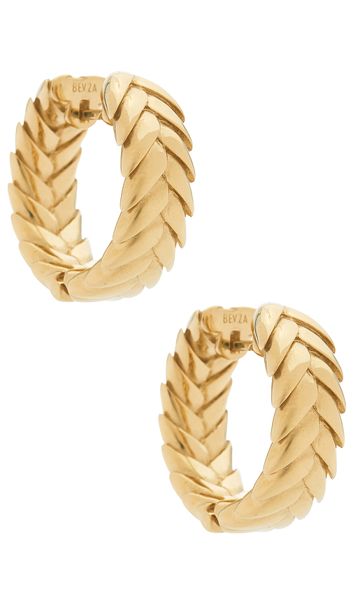 Bevza Spikelet Hoops in Metallic Gold