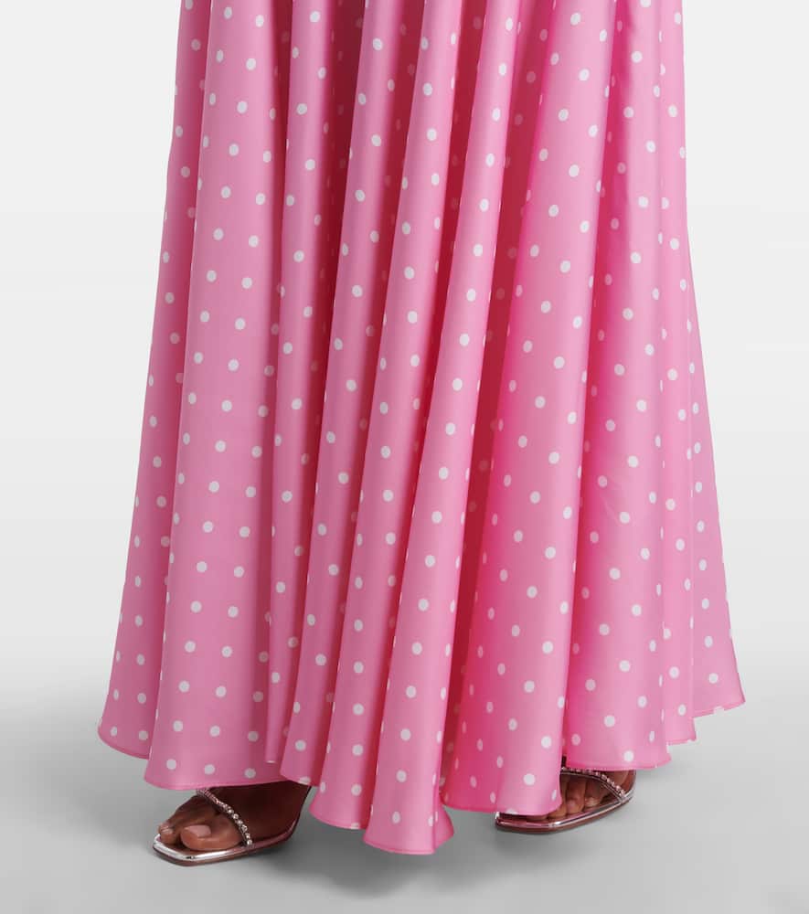 Floral-appliqué silk twill gown