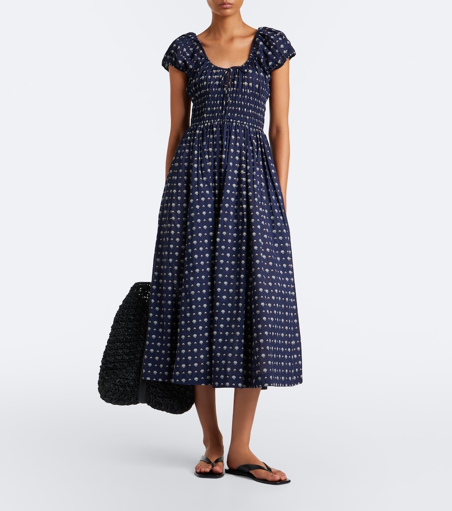 Dôen Quinn printed cotton poplin midi dress