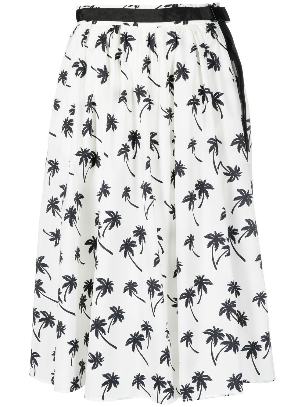 Palm tree-print midi skirt - Neutrals