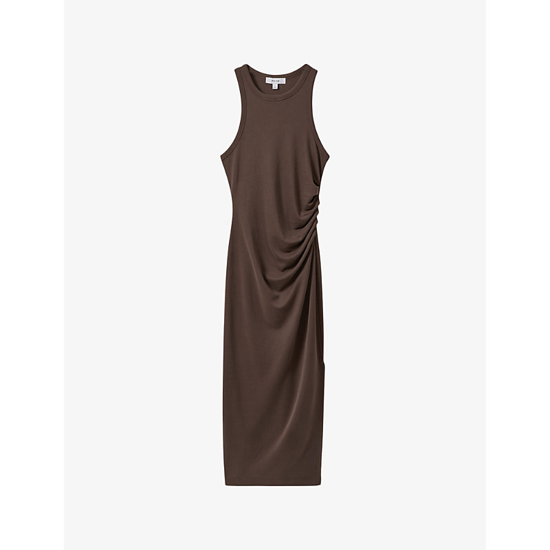 Womens Mocha Lola Racer-back Body-con Jersey Midi Dress