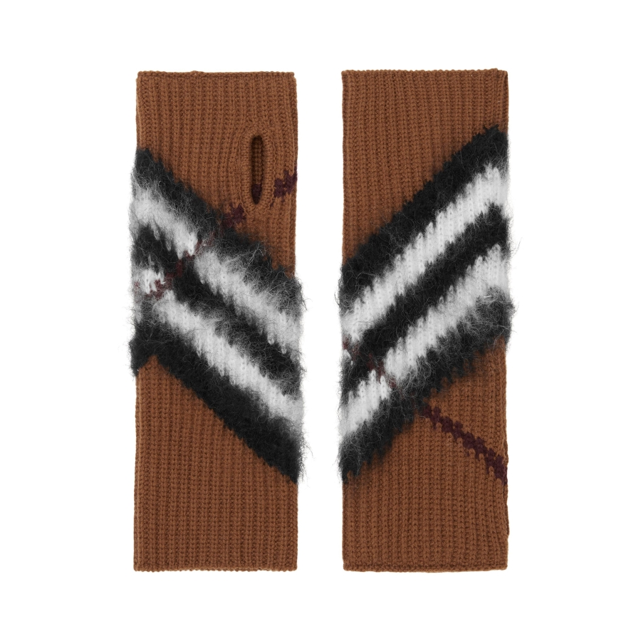 Chevron Lambskin Leather Gloves with Removable Overlay