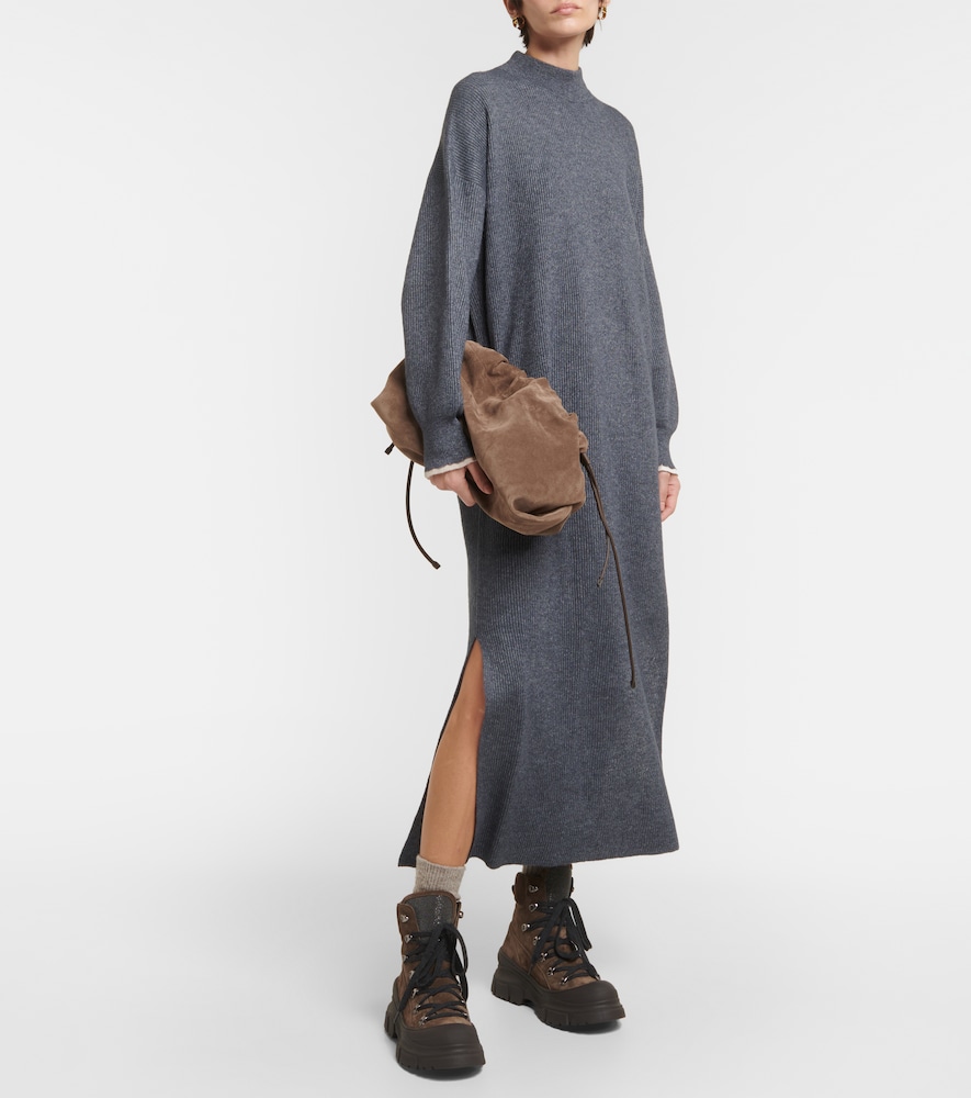 Ribbed-knit cotton and alpaca midi dress
