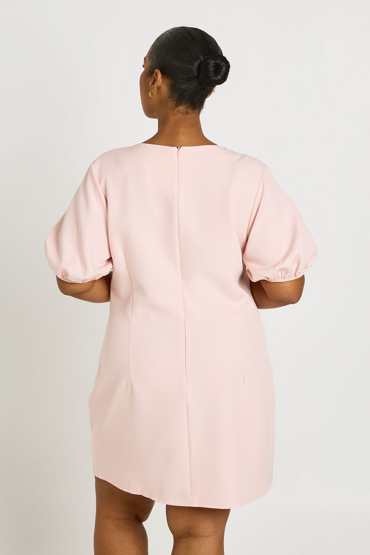 Boohoo Womens Plus Tailored Puff Sleeve Shift Dress - Light Pink