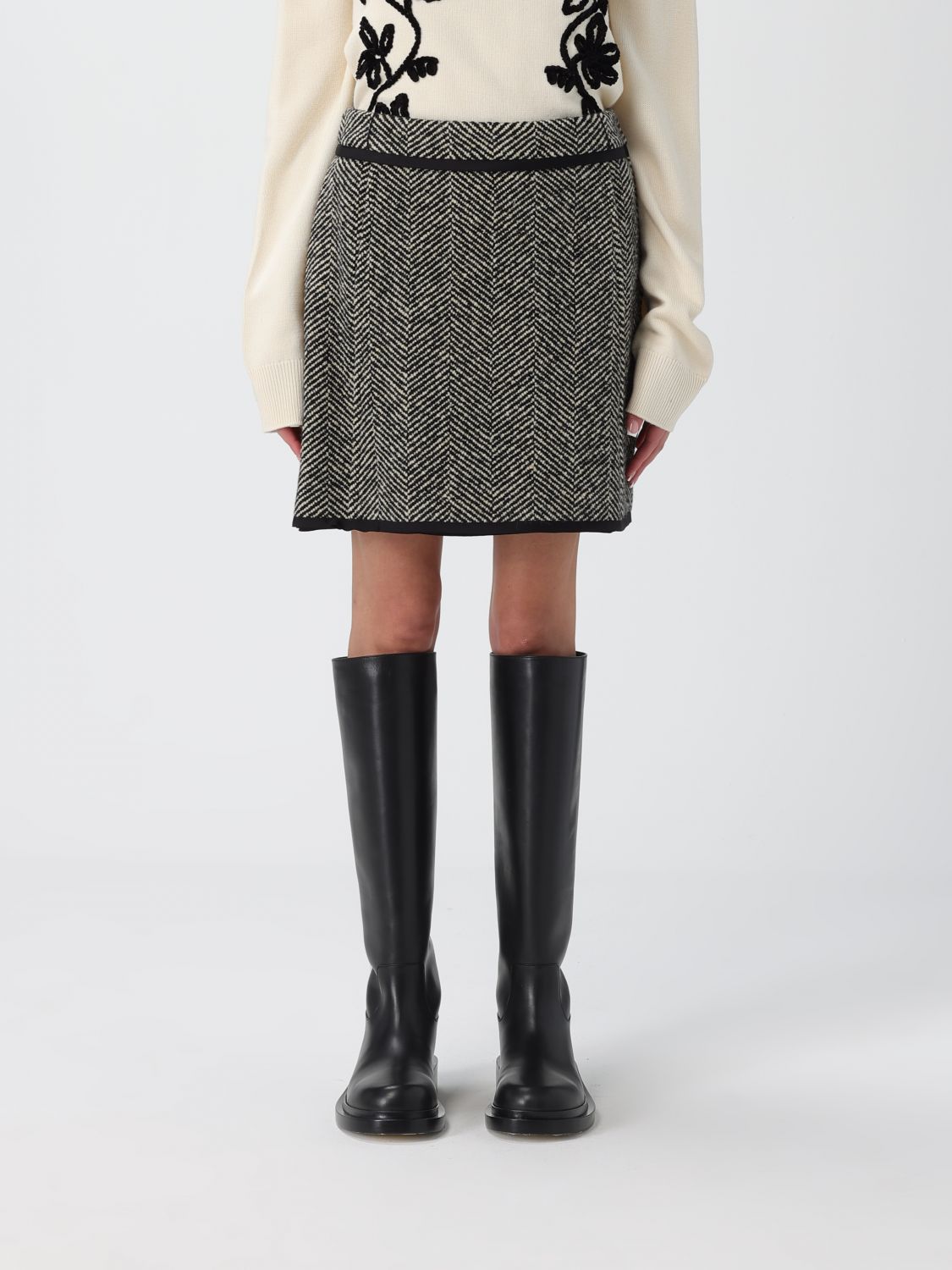 Herringbone-patterned mini skirt - Green