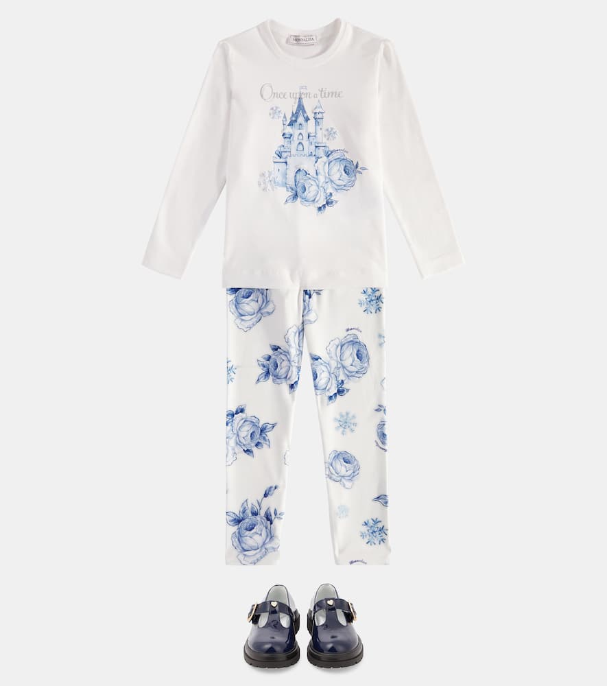 Roses Snowflakes printed leggings