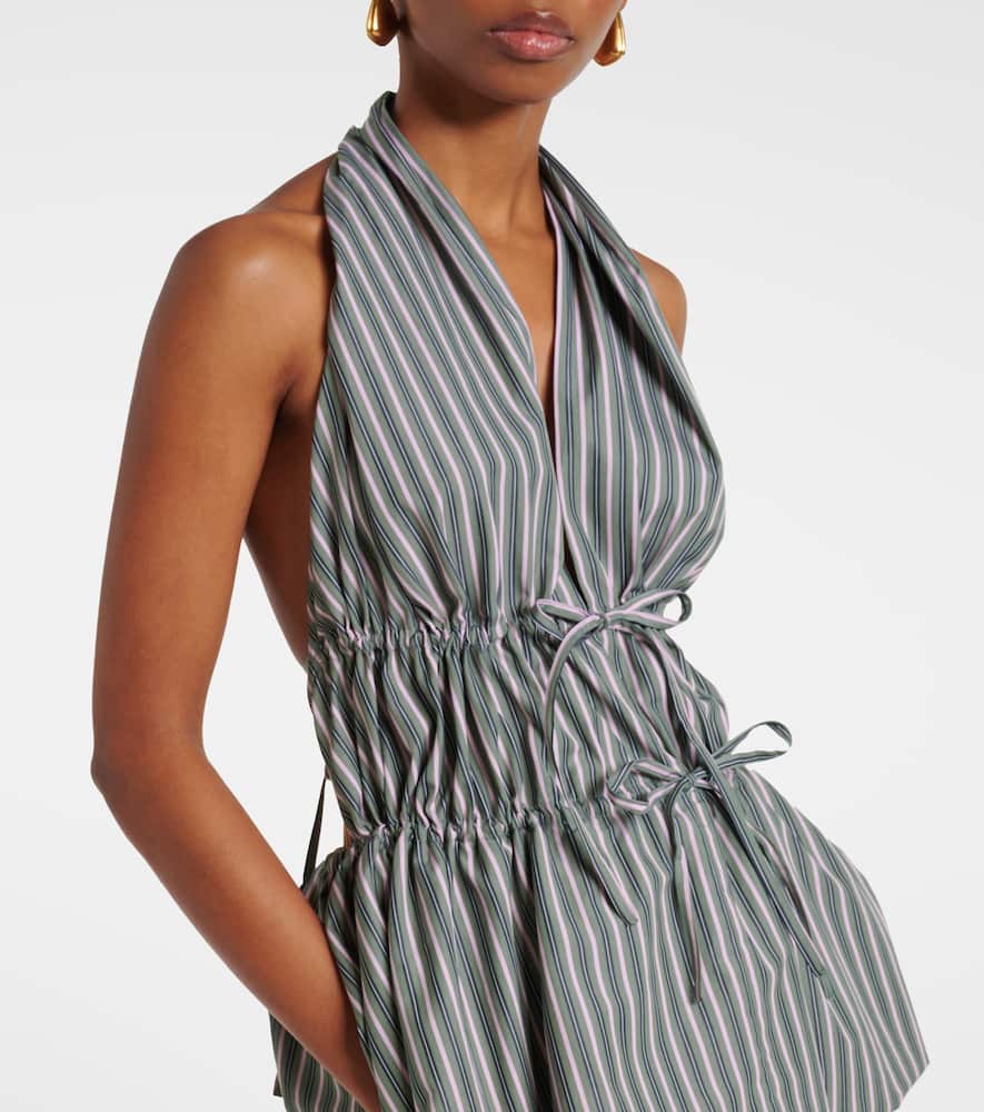 Striped halterneck cotton top