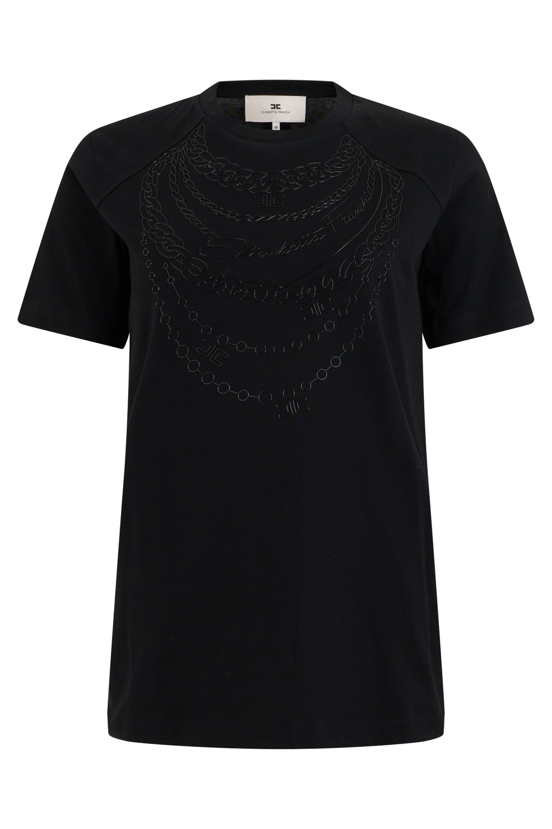 Chain-Print Cotton T-Shirt — Black