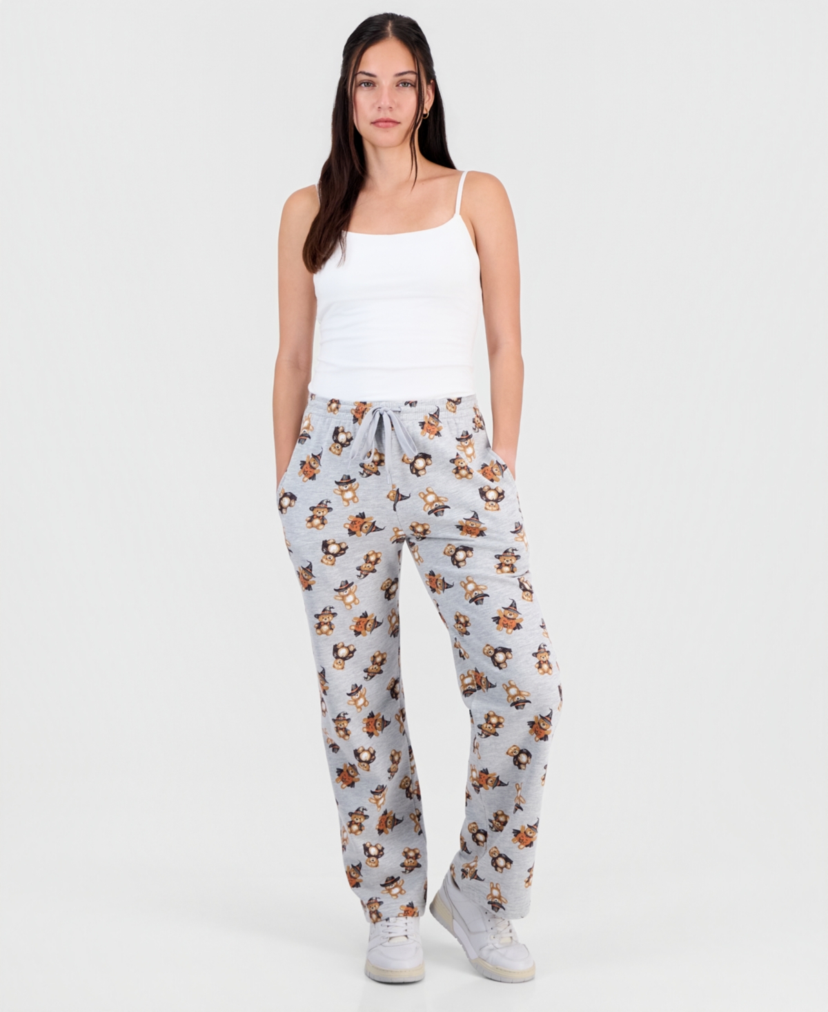 Juniors' Halloween Teddy Bear Straight-Leg Sweatpants - Heather Grey