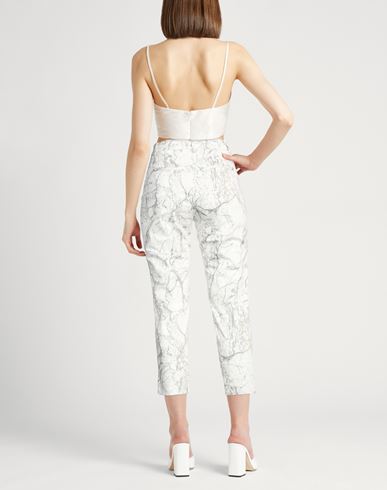Woman Pants White Size 6 Cotton, Elastane