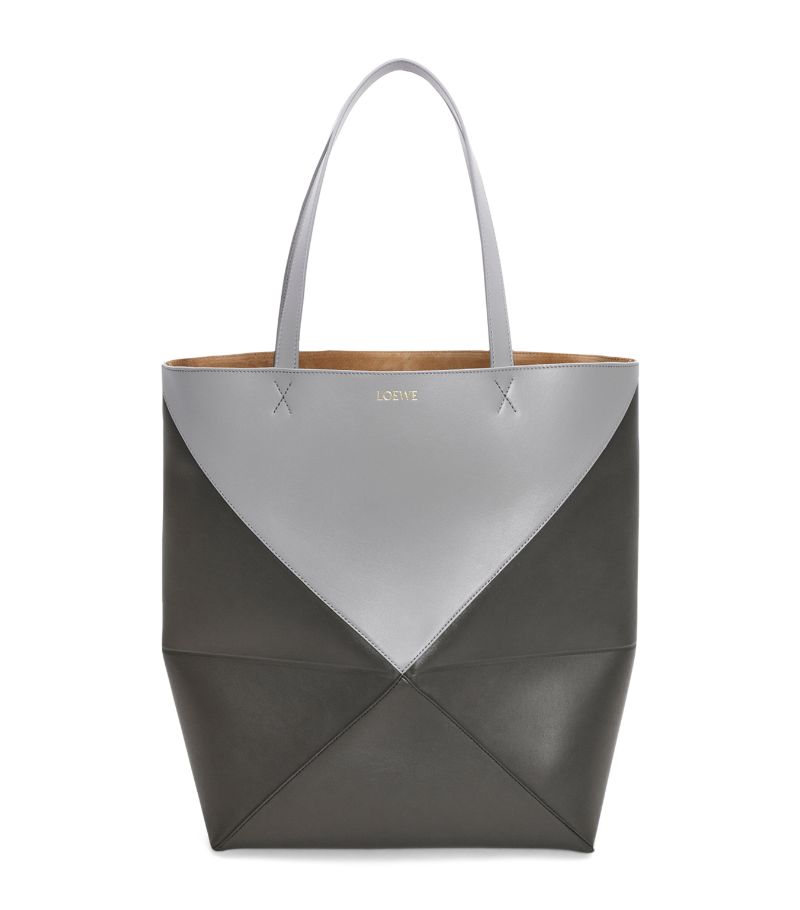 Large Leather Fold Puzzle Tote Bag