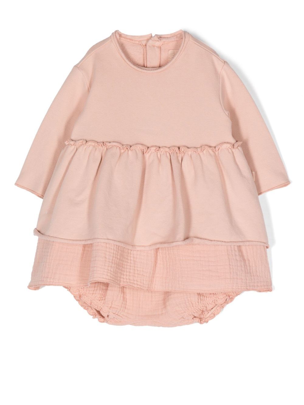 Round-neck ruffle dress - Pink